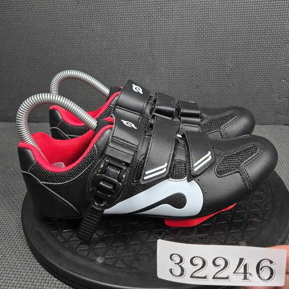 Peloton Cycling Shoes Womens Sz 38 EU 7 US Black Red Classic Athletic Training - Picture 1 of 10